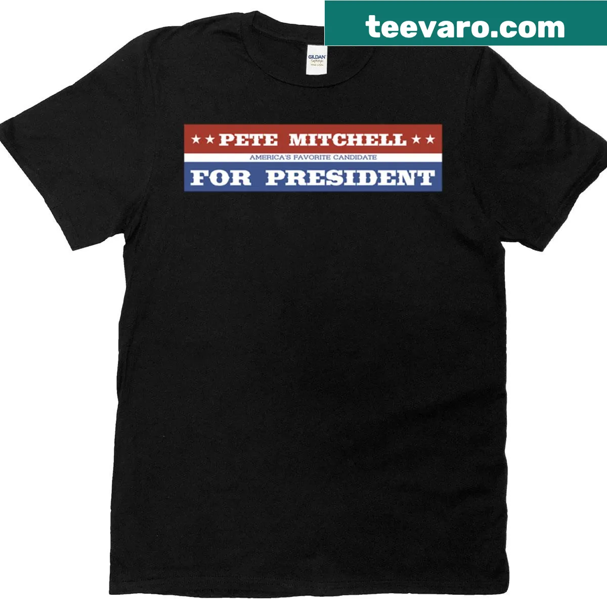 Funny Pete Mitchell for President graphic t-shirt with playful text — on a men's t-shirt