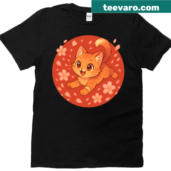 Cute cartoon ginger kitten graphic t-shirt