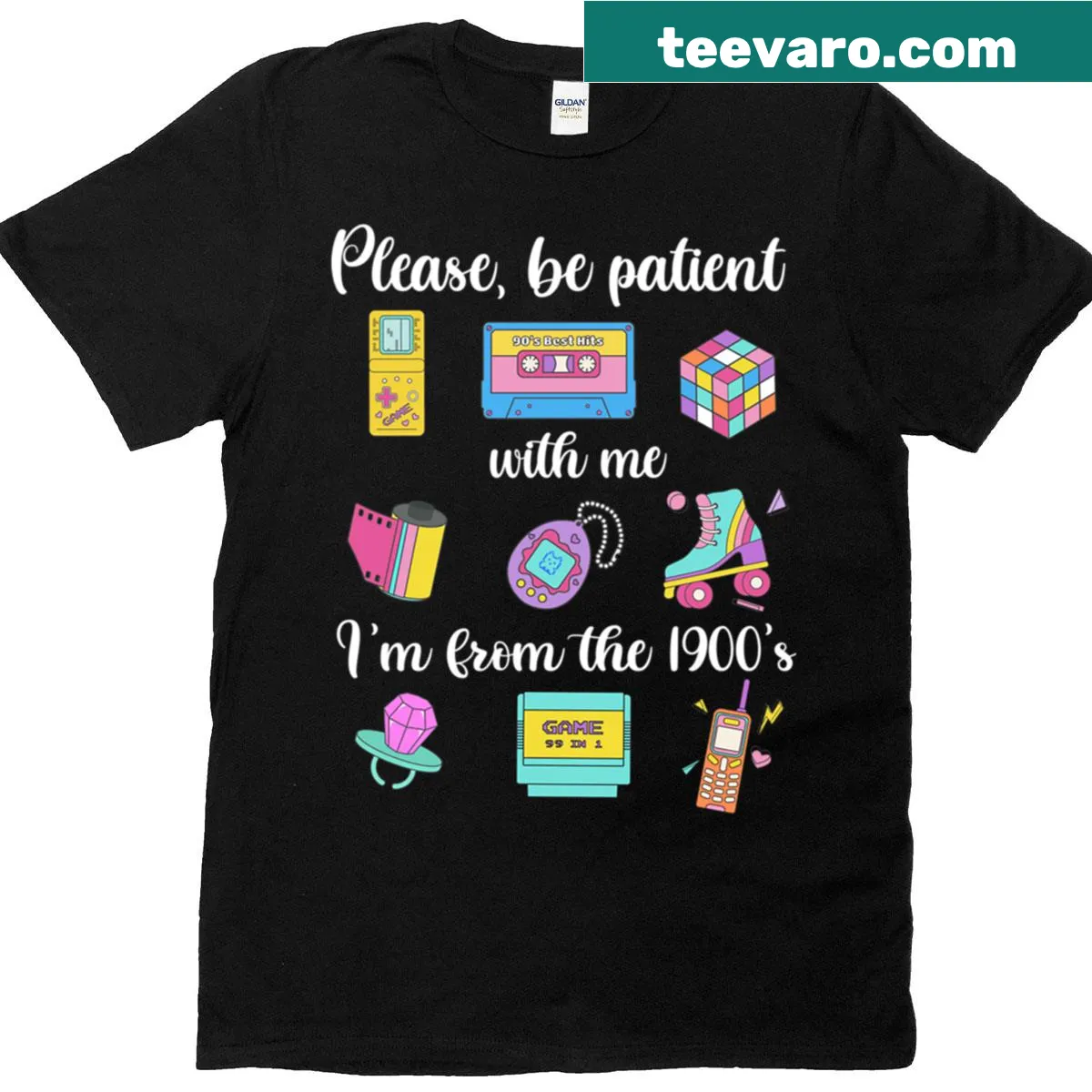 Funny T-shirt with retro nostalgia saying about the 1990s — on a men's t-shirt