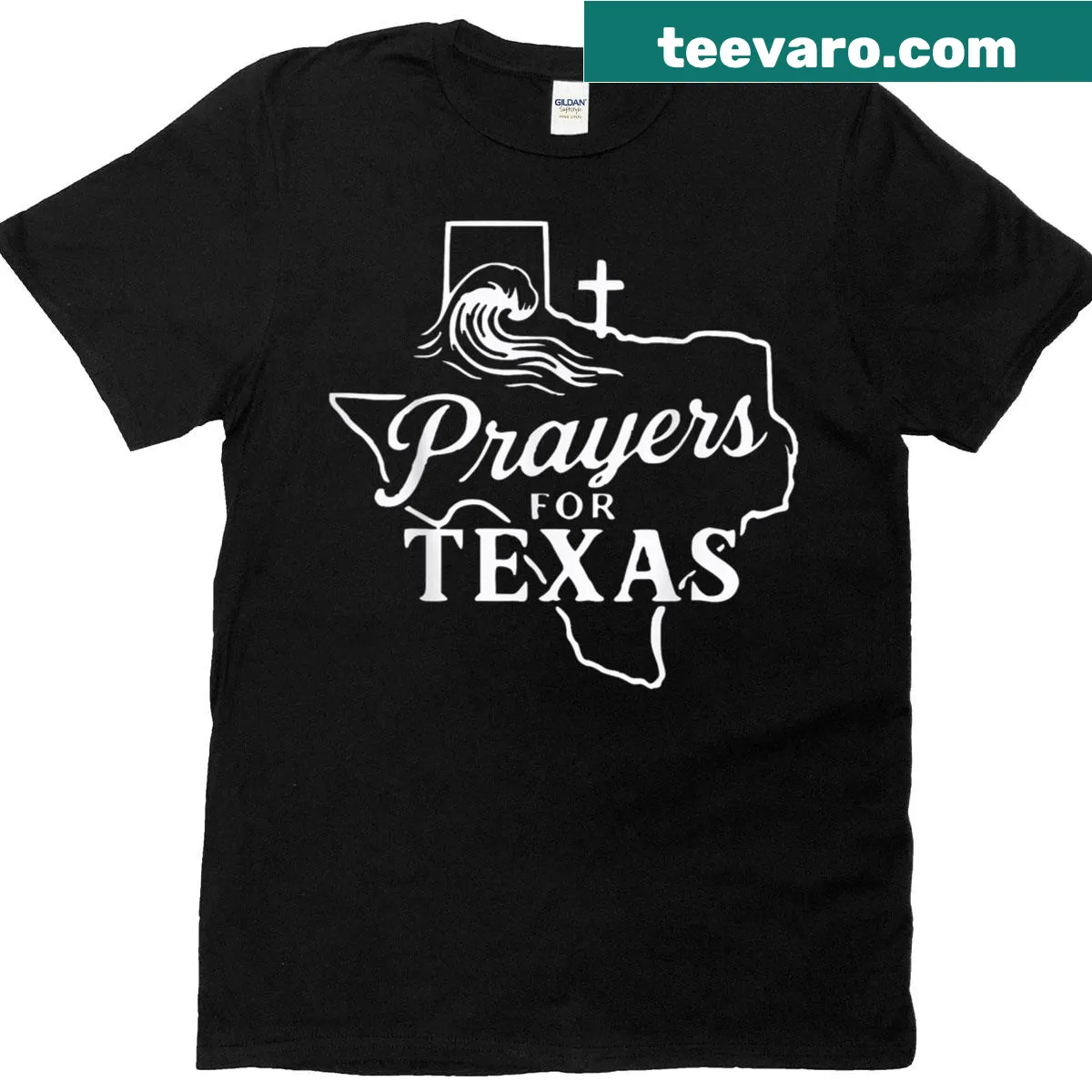 Inspirational T-shirt with the phrase 'Prayers For Texas 2025' — on a men's t-shirt