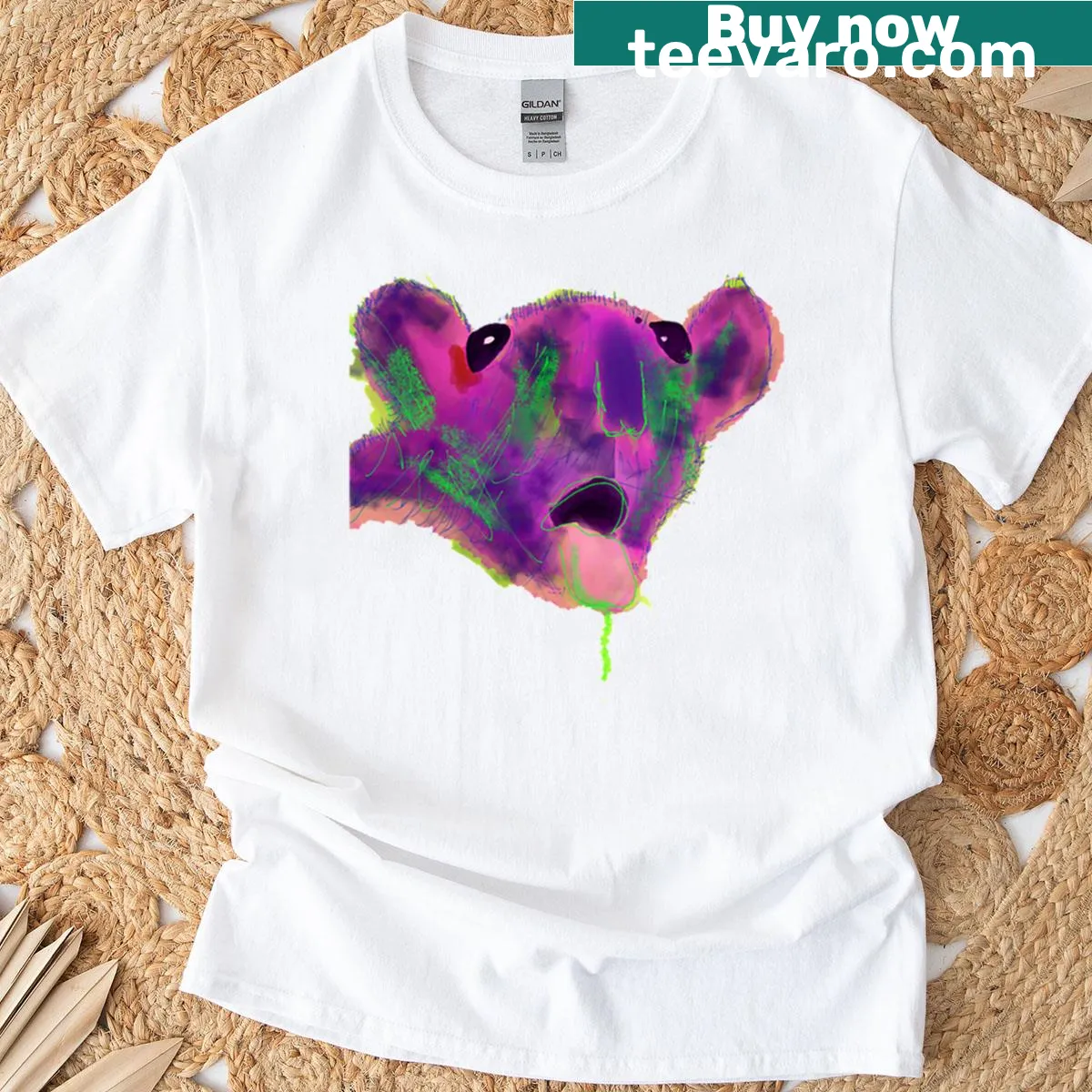 Playful queso character illustrated on a food-themed T-shirt — on a men's t-shirt