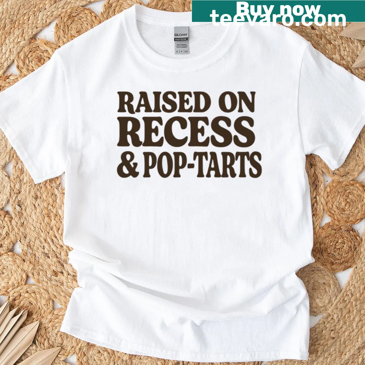 Nostalgic oversized T-shirt with childhood quote about recess and Pop-tarts — on a men's t-shirt