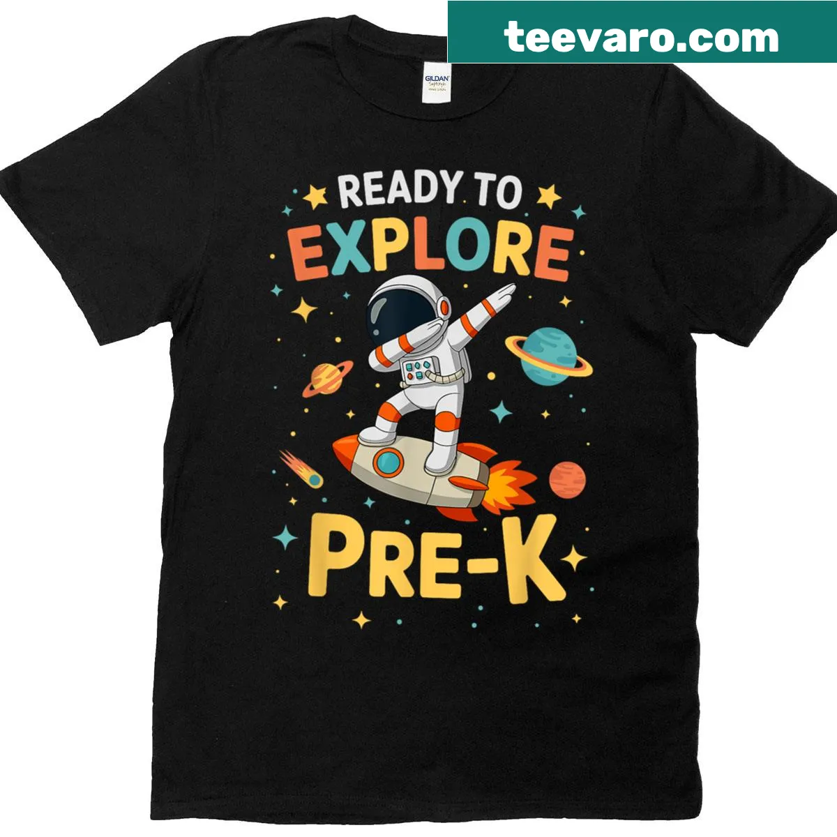 Illustration of an astronaut on a T-shirt for boys in Pre-k — on a men's t-shirt