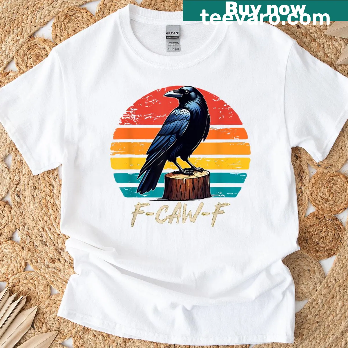 Grunge funny crow t-shirt featuring a playful crow design and text — on a men's t-shirt