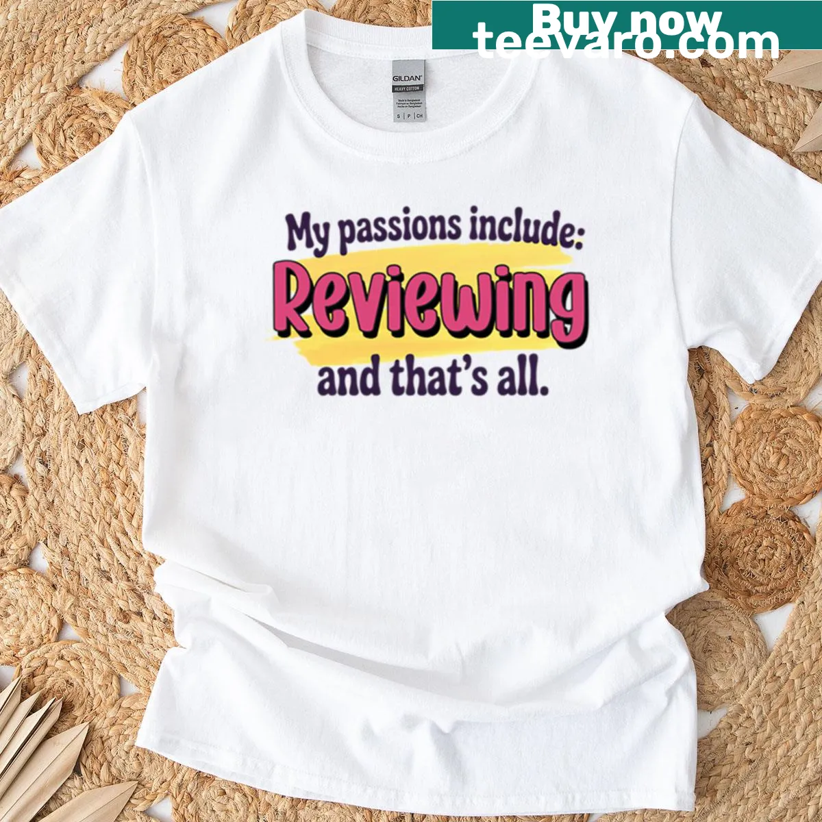Funny T-shirt with the phrase 'Reviewing Is My Passion' — on a men's t-shirt