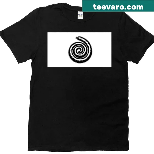 T-shirt with a graphic illustration of a sausage spiral
