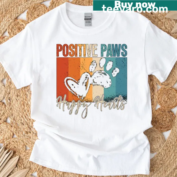 Oversized t-shirt with 'Positive Paws' text for dog lovers
