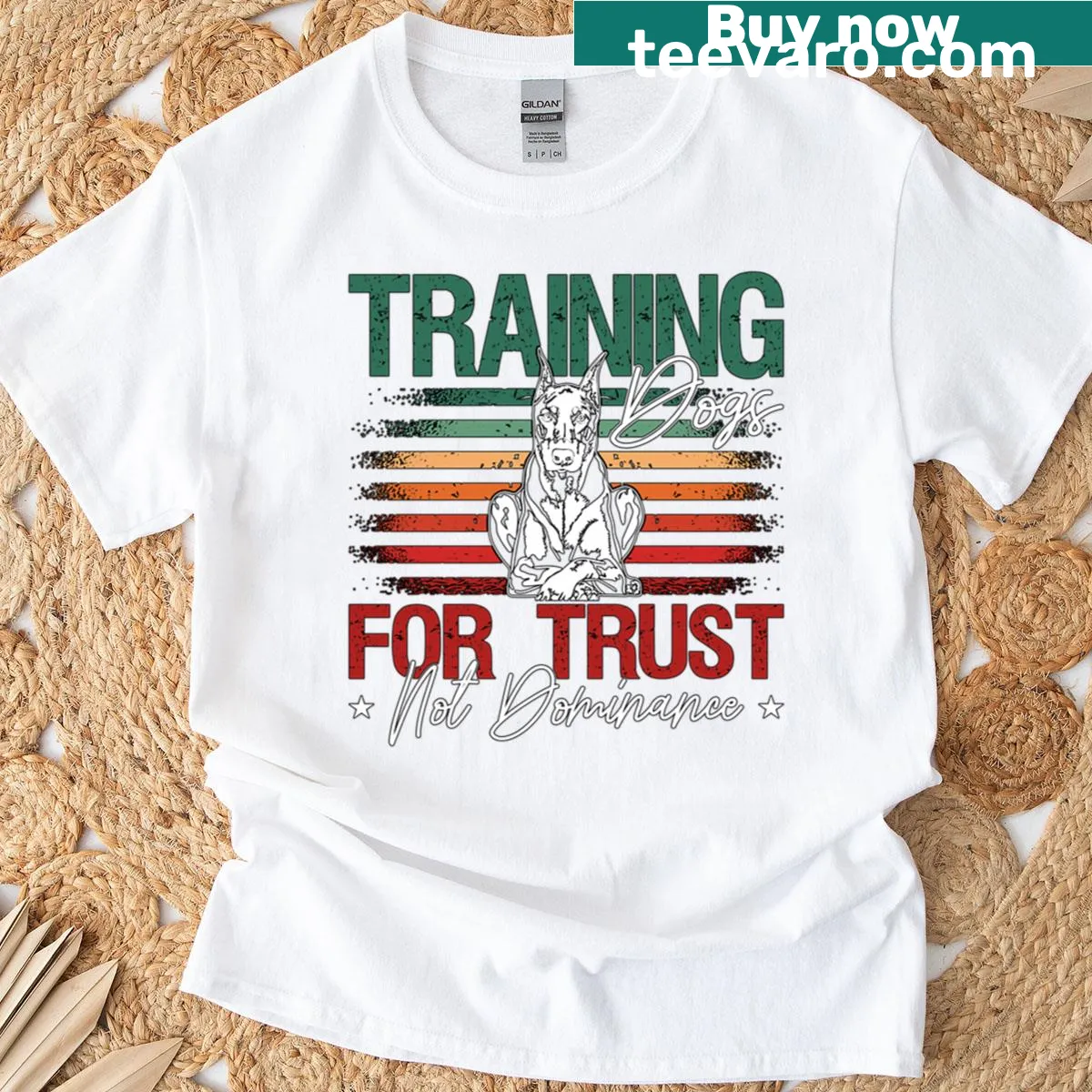 Illustration of a service dog trainer t-shirt emphasizing trust — on a men's t-shirt