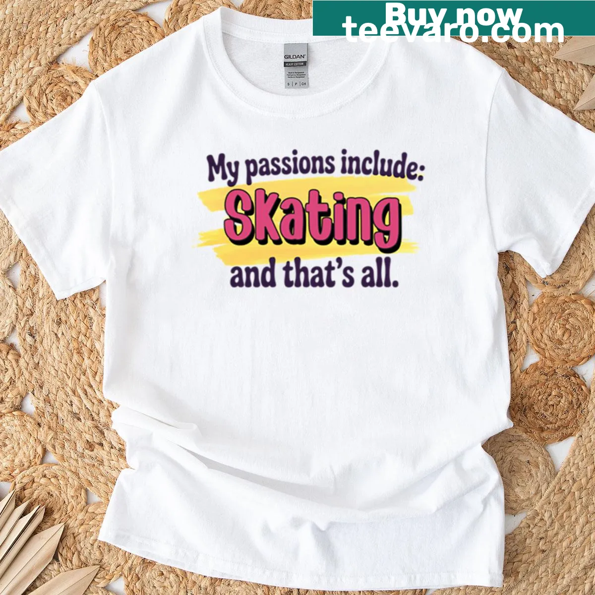 Typography declaring Skating Is My Passion on a T-shirt — on a men's t-shirt