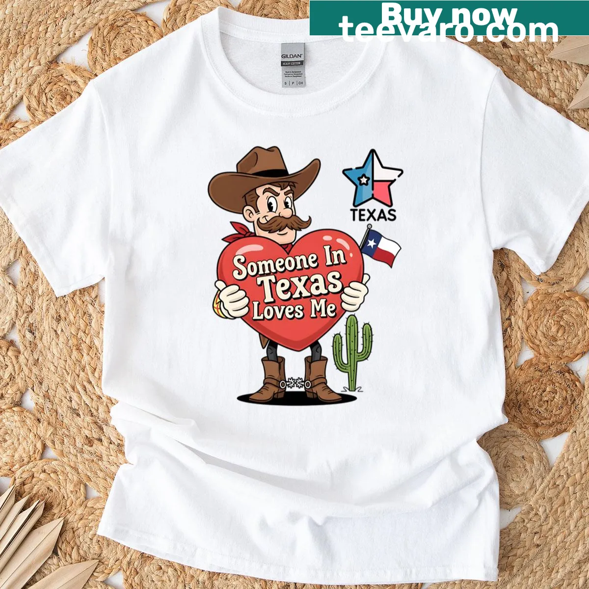 Retro cowboy heart t-shirt for Texas lovers — on a men's t-shirt