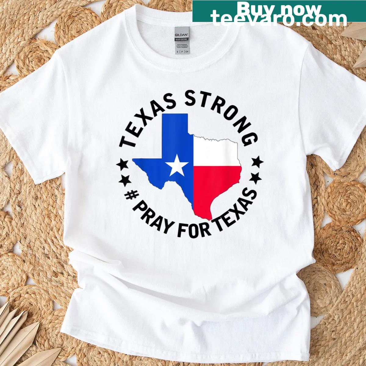 Texas Strong T-shirt with bold typography design — on a men's t-shirt
