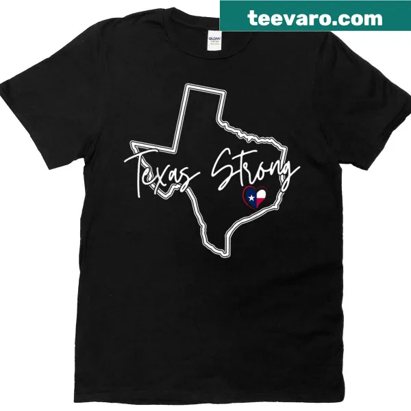 Bold Texas Strong T-shirt with 'Texas Heart Texas Support Storm 2025'