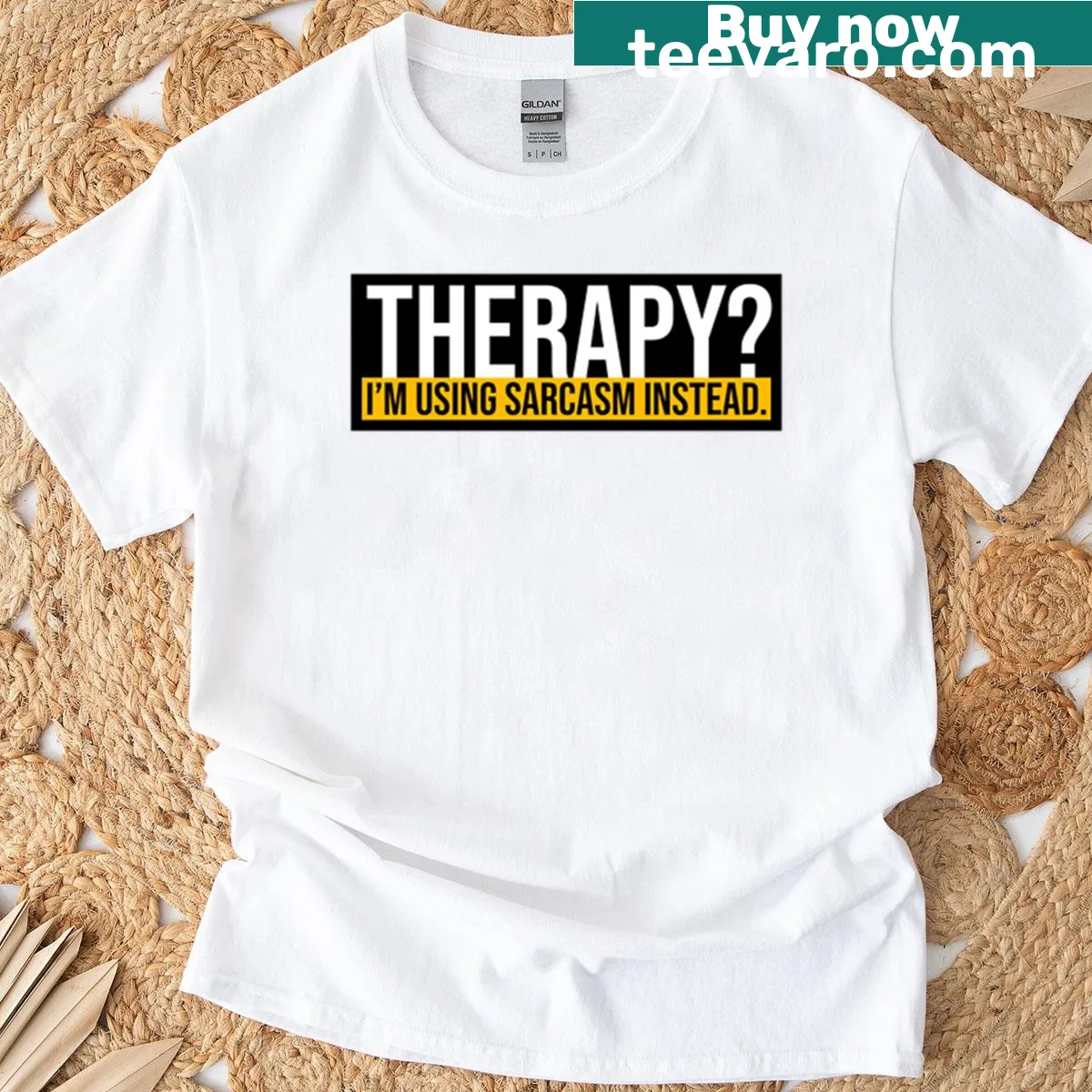 Sarcastic humor t-shirt with edgy graphic design — on a men's t-shirt