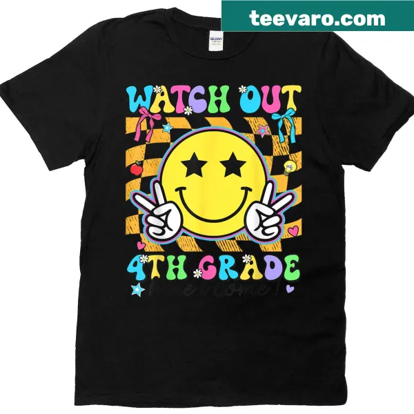 Back-to-school t-shirt with a fun fourth-grade slogan for kids