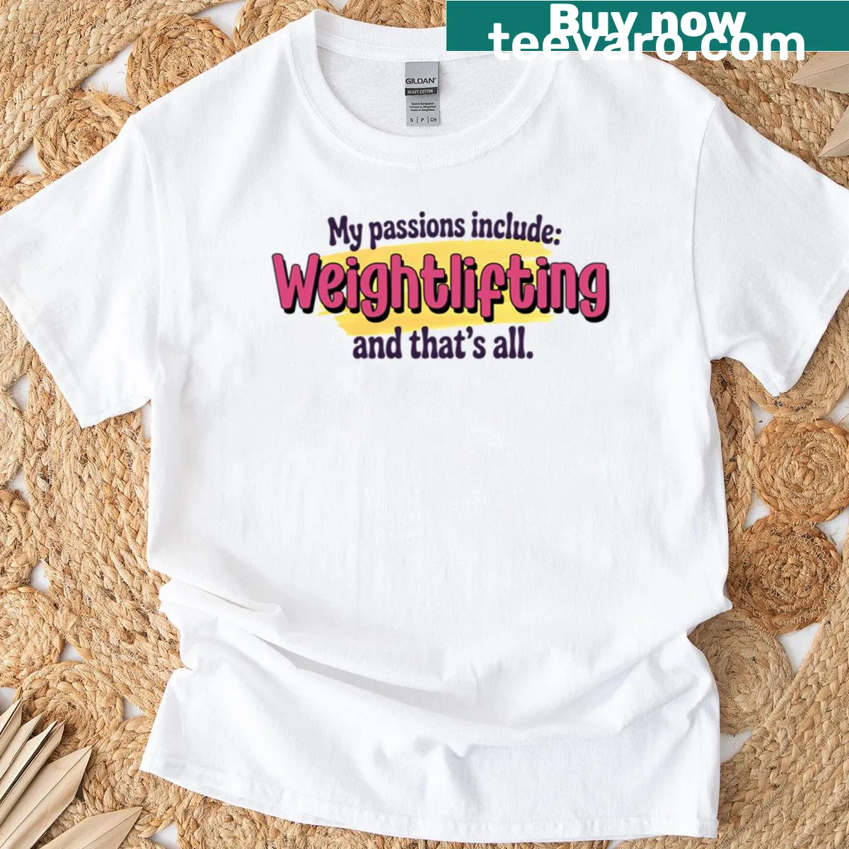 Funny T-shirt with the phrase 'Weightlifting Is My Passion' — on a men's t-shirt