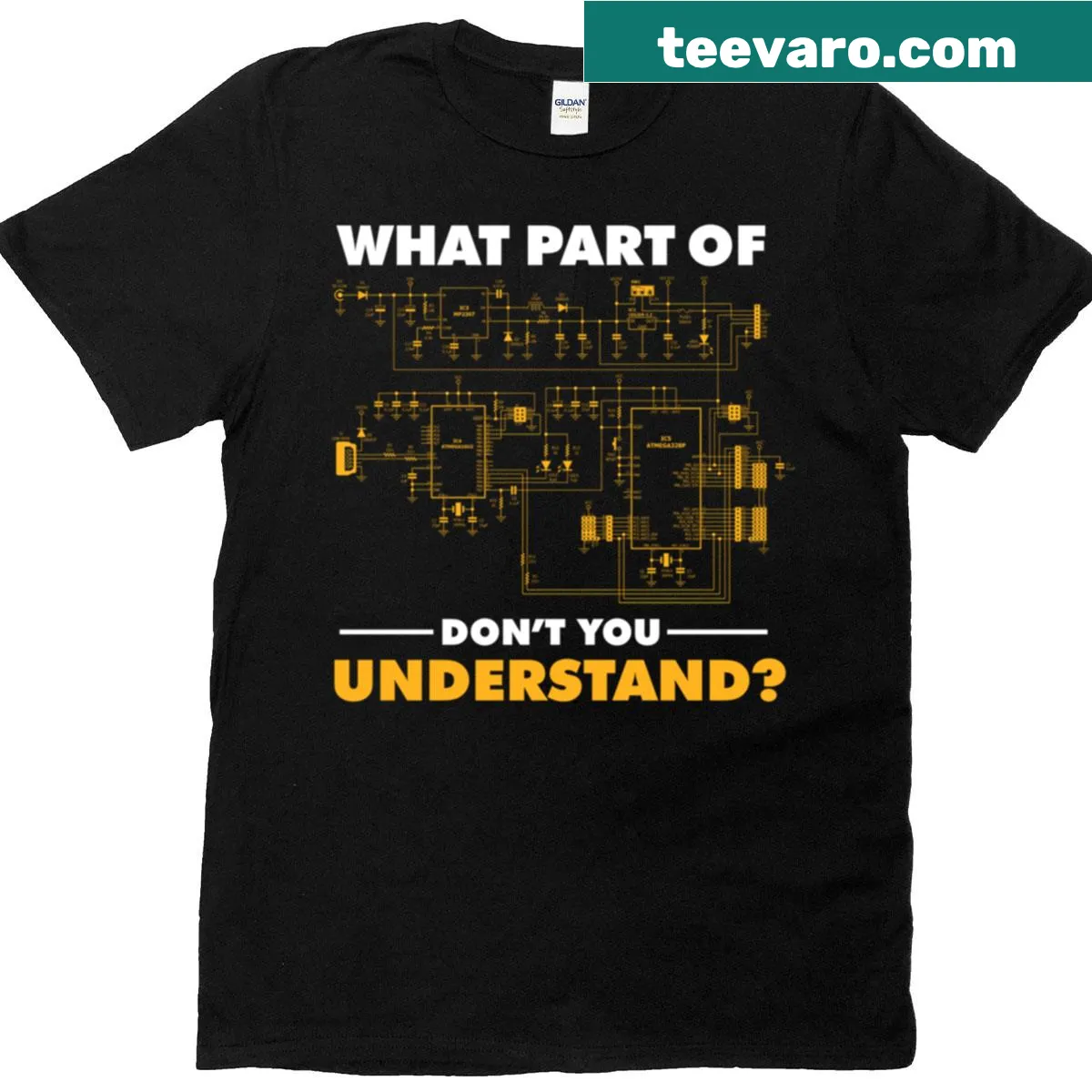 Funny engineer t-shirt with a circuit humor phrase — on a men's t-shirt