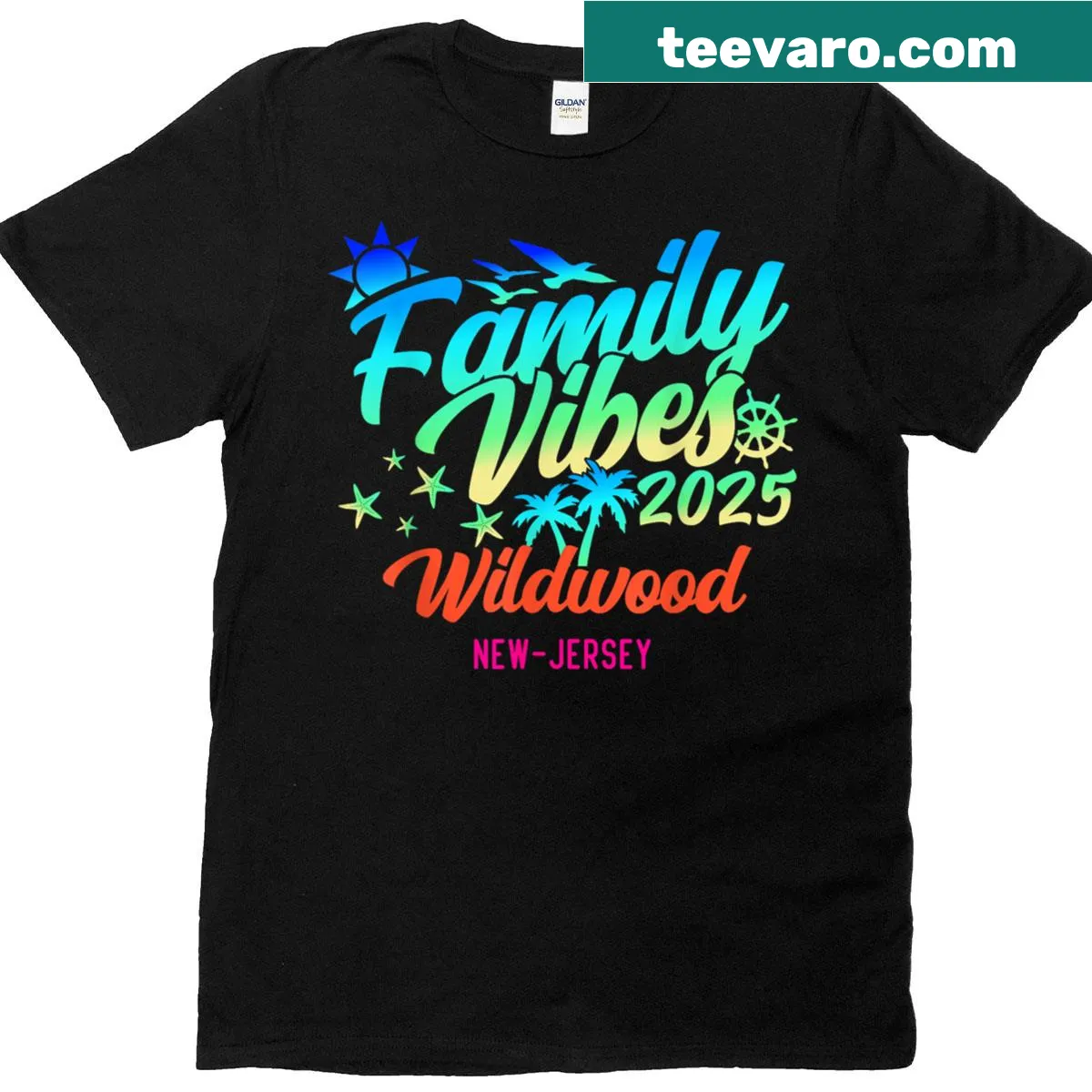 Wildwood Beach family vibes t-shirt for summer 2025 vacations — on a men's t-shirt