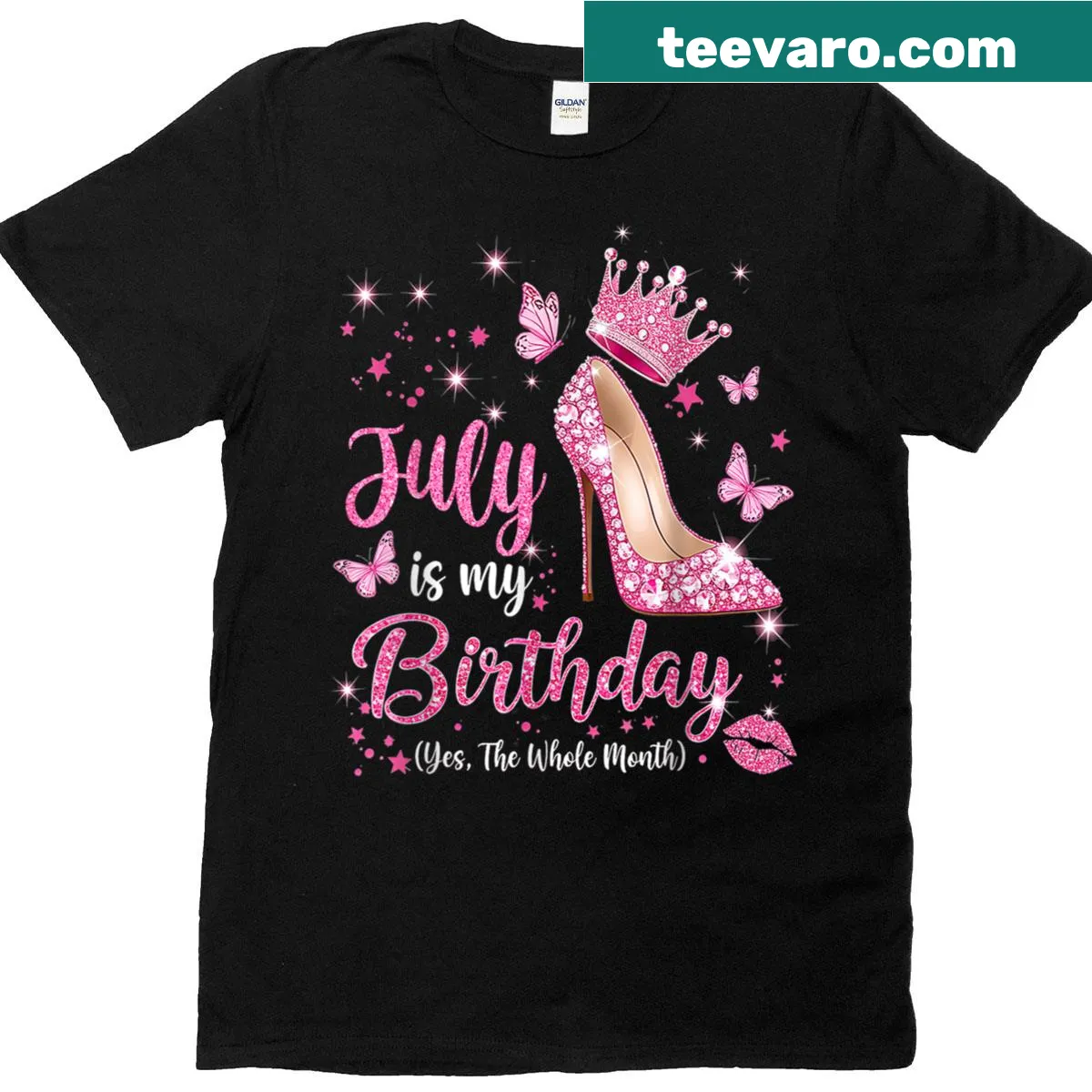 July birthday t-shirt with bold text about celebrating the whole month — on a men's t-shirt