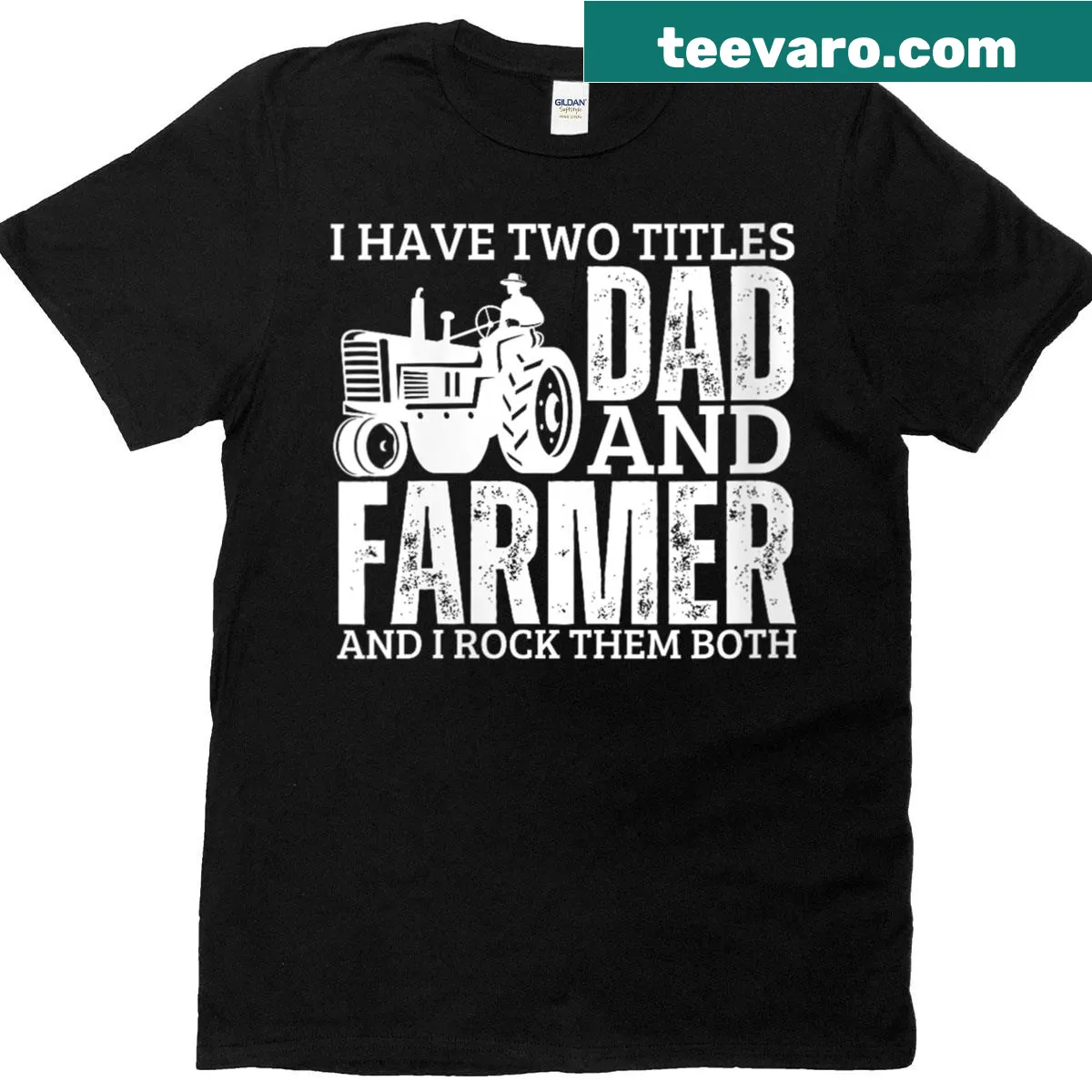 Funny t-shirt for dads featuring 'Farmer And Dad Proud' text — on a men's t-shirt