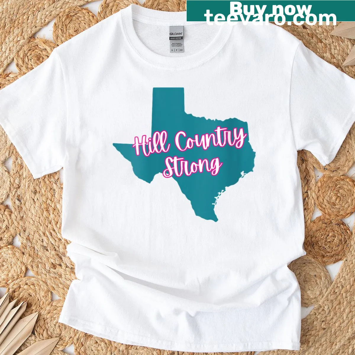 T-shirt with the phrase 'Hill Country Strong' for Texas pride — on a men's t-shirt