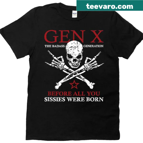 Edgy T-shirt featuring a skull design with the phrase about the X Generation
