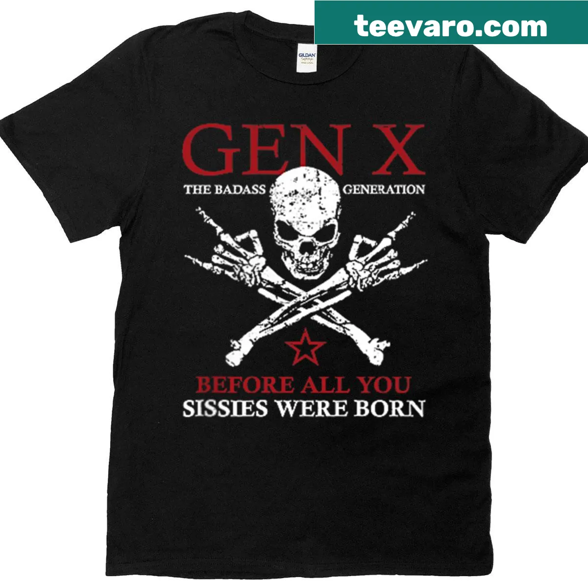Edgy T-shirt featuring a skull design with the phrase about the X Generation — on a men's t-shirt