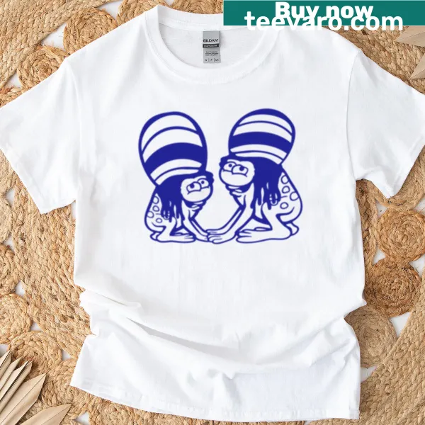 Cartoon frogs in reggae hats on a music-themed t-shirt