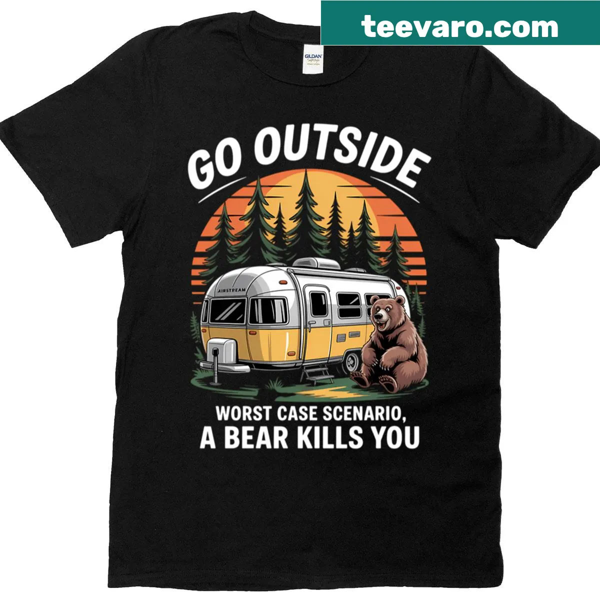 Fun bear joke for campers and hikers t-shirt — on a men's t-shirt