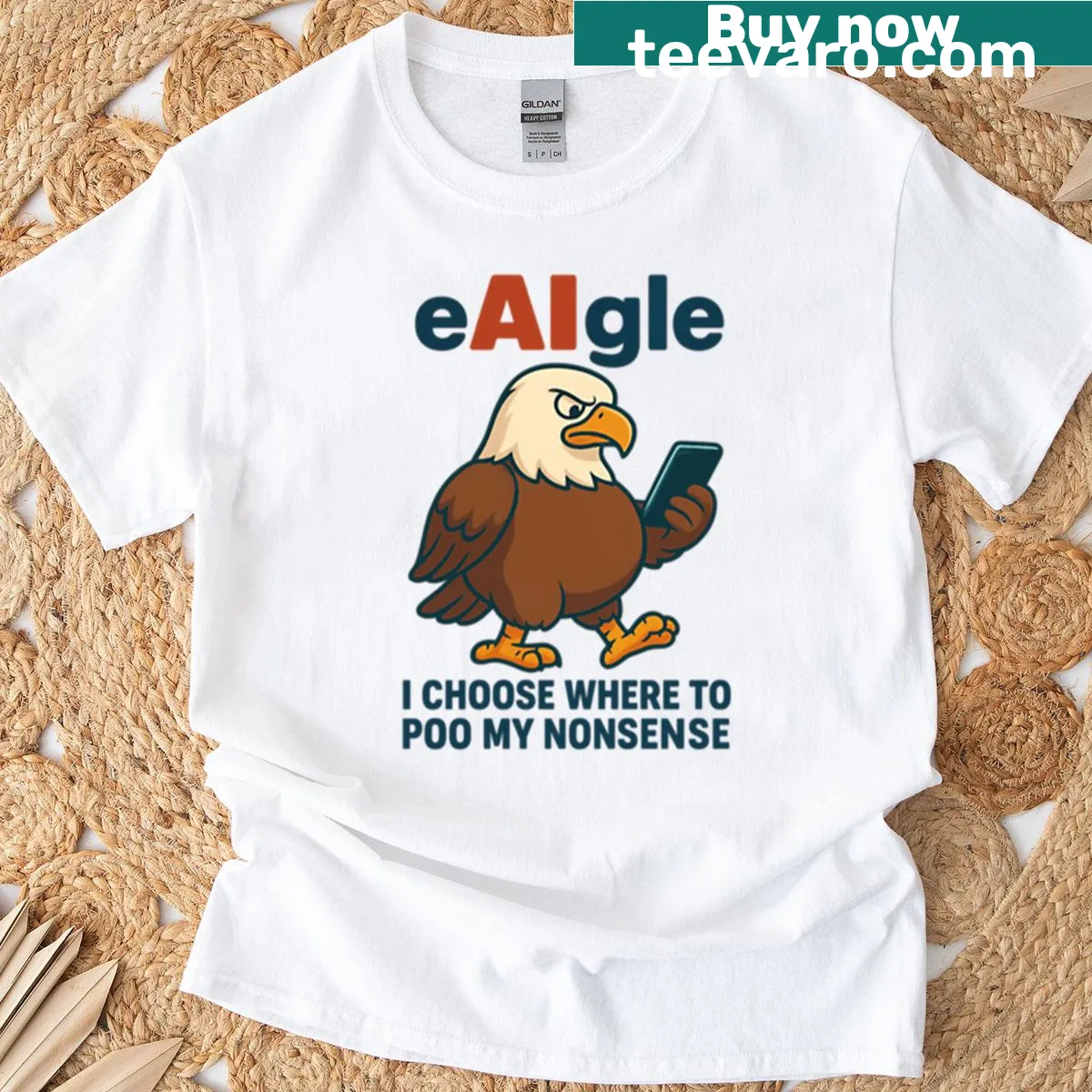 Edgy t-shirt with the phrase 'Ai Eaigle' promoting tech themes — on a men's t-shirt