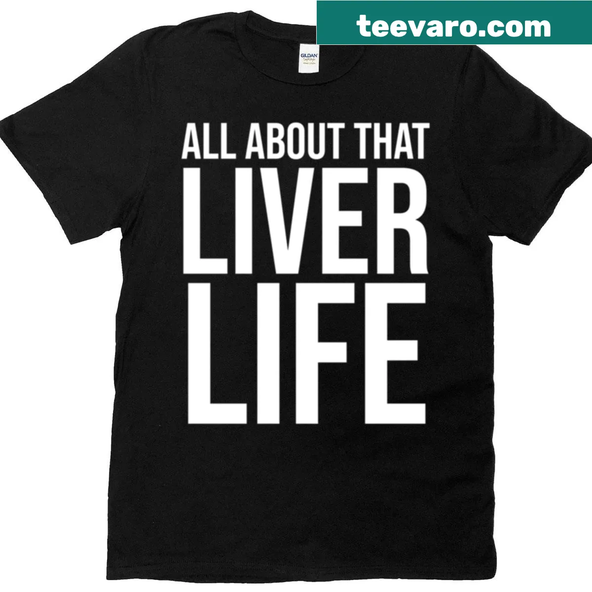 Funny liver health quote on a medical-themed t-shirt — on a men's t-shirt