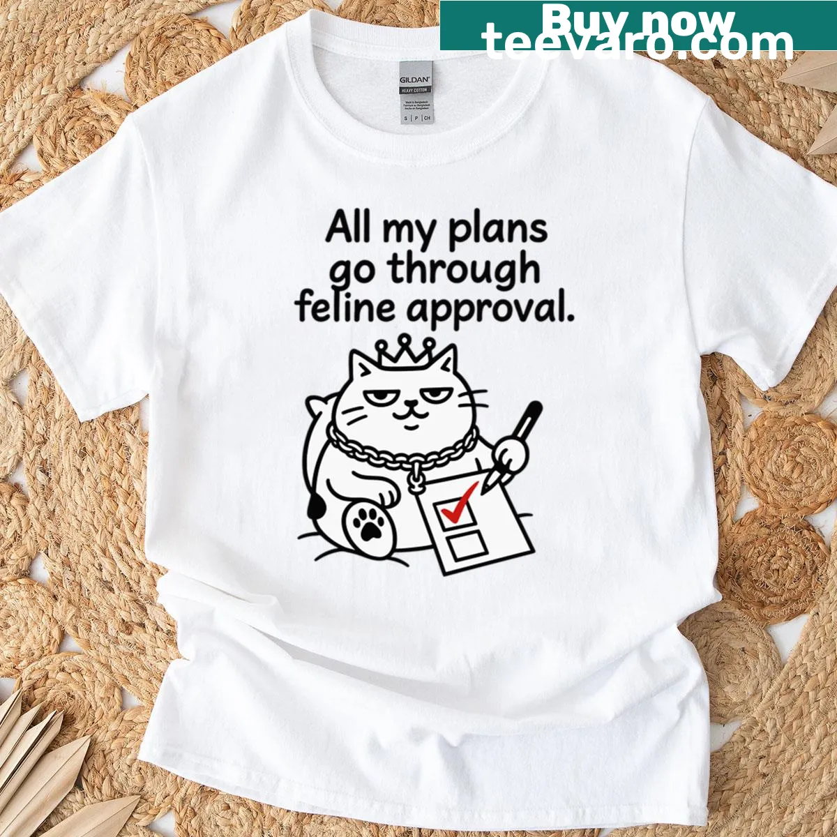 Cute T-shirt featuring a feline approval quote — on a men's t-shirt