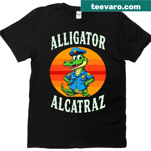 Alligator in a prison setting graphic on T-shirt