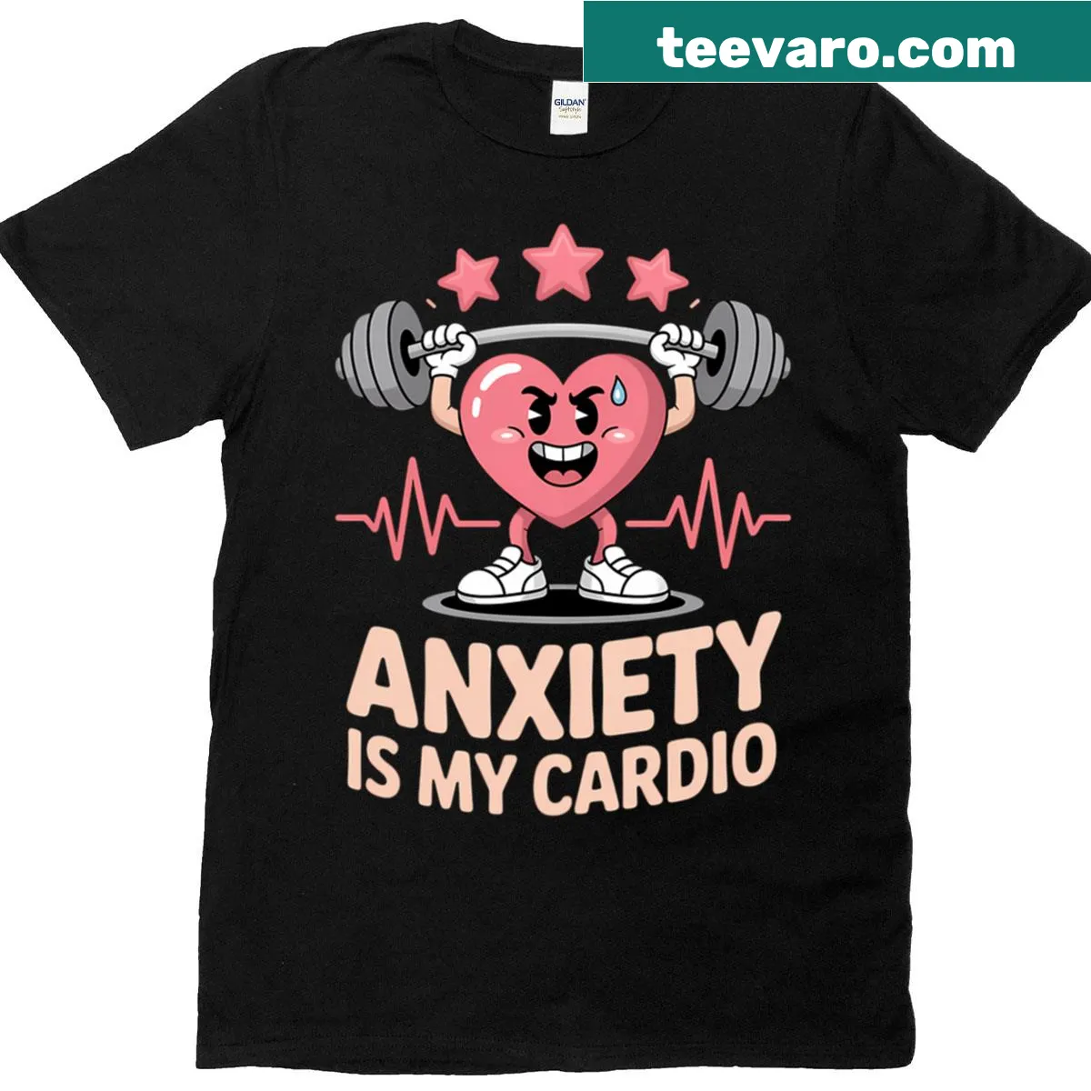 Humorous fitness quote about anxiety on a t-shirt — on a men's t-shirt