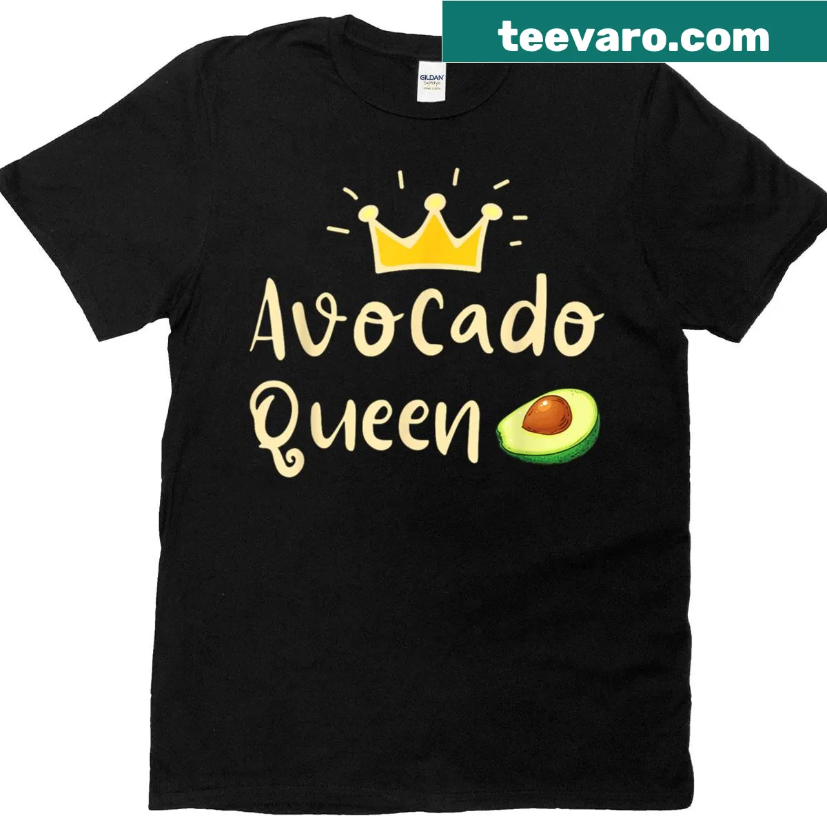 Cute T-shirt for avocado lovers with 'Avocado Queen' text — on a men's t-shirt