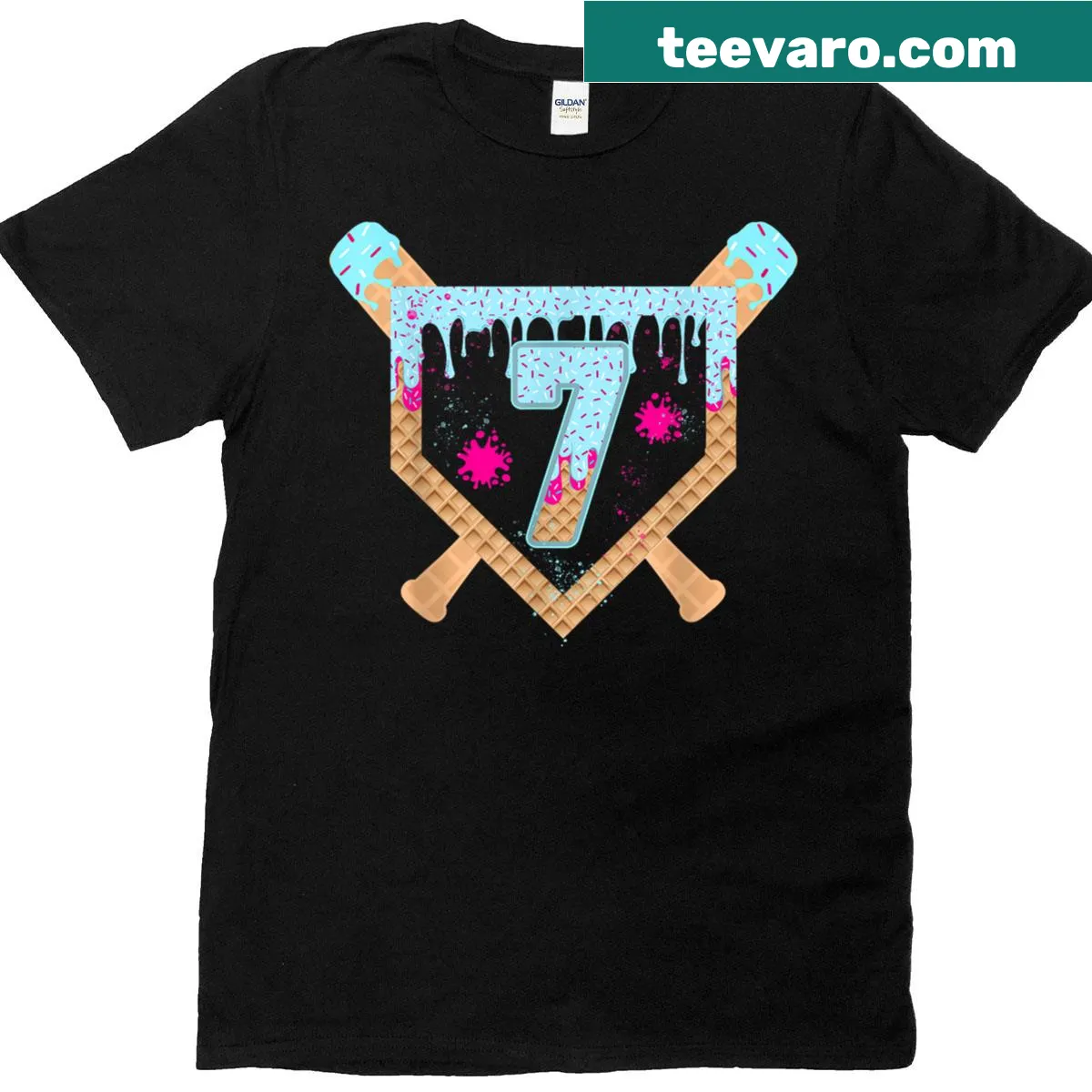 Ice cream and baseball graphic on a birthday t-shirt — on a men's t-shirt