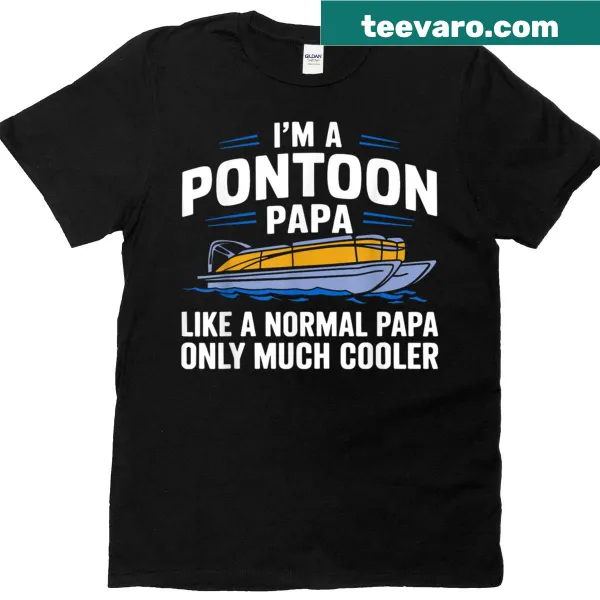 Illustrated pontoon boat T-shirt celebrating grandpas and boating.