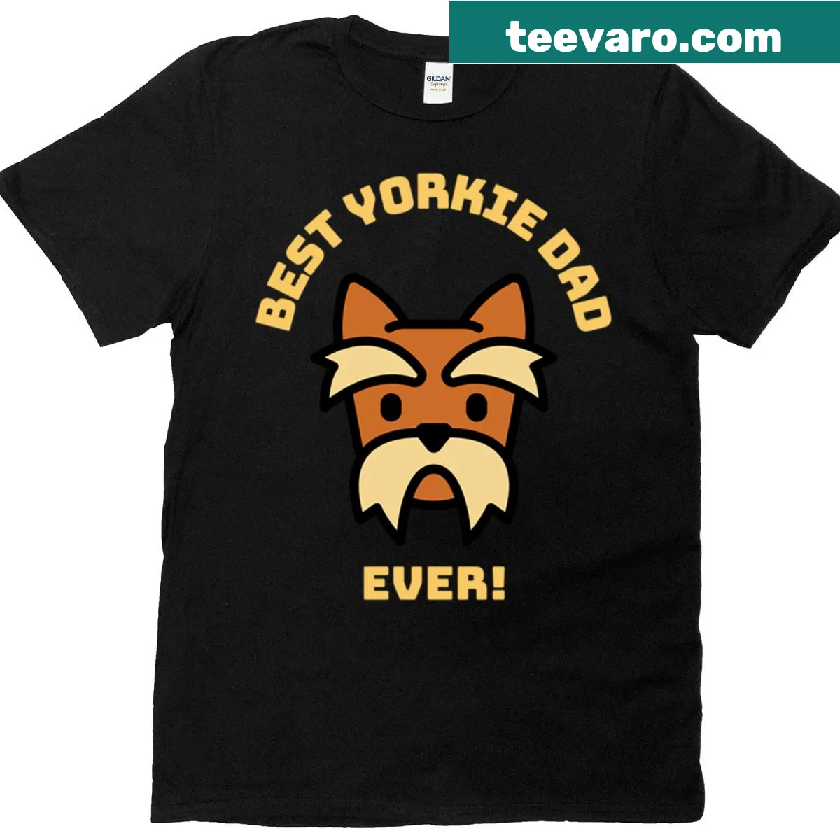 Oversized T-shirt stating 'Best Yorkie Dad Ever' in heartfelt design. — on a men's t-shirt
