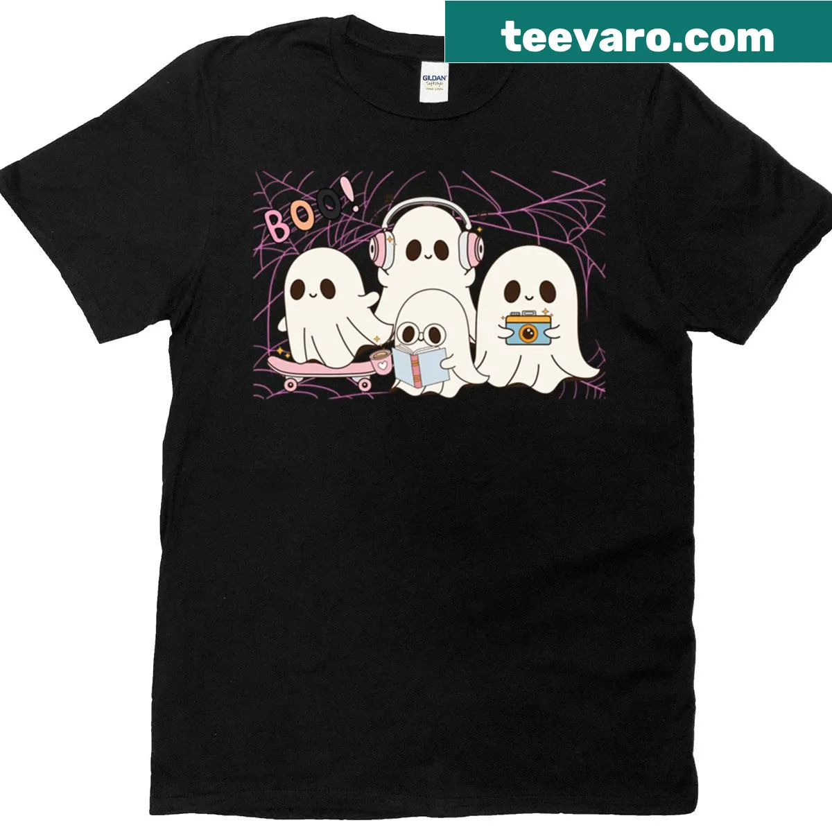 Cute Halloween Boo design on oversized t-shirt — on a men's t-shirt