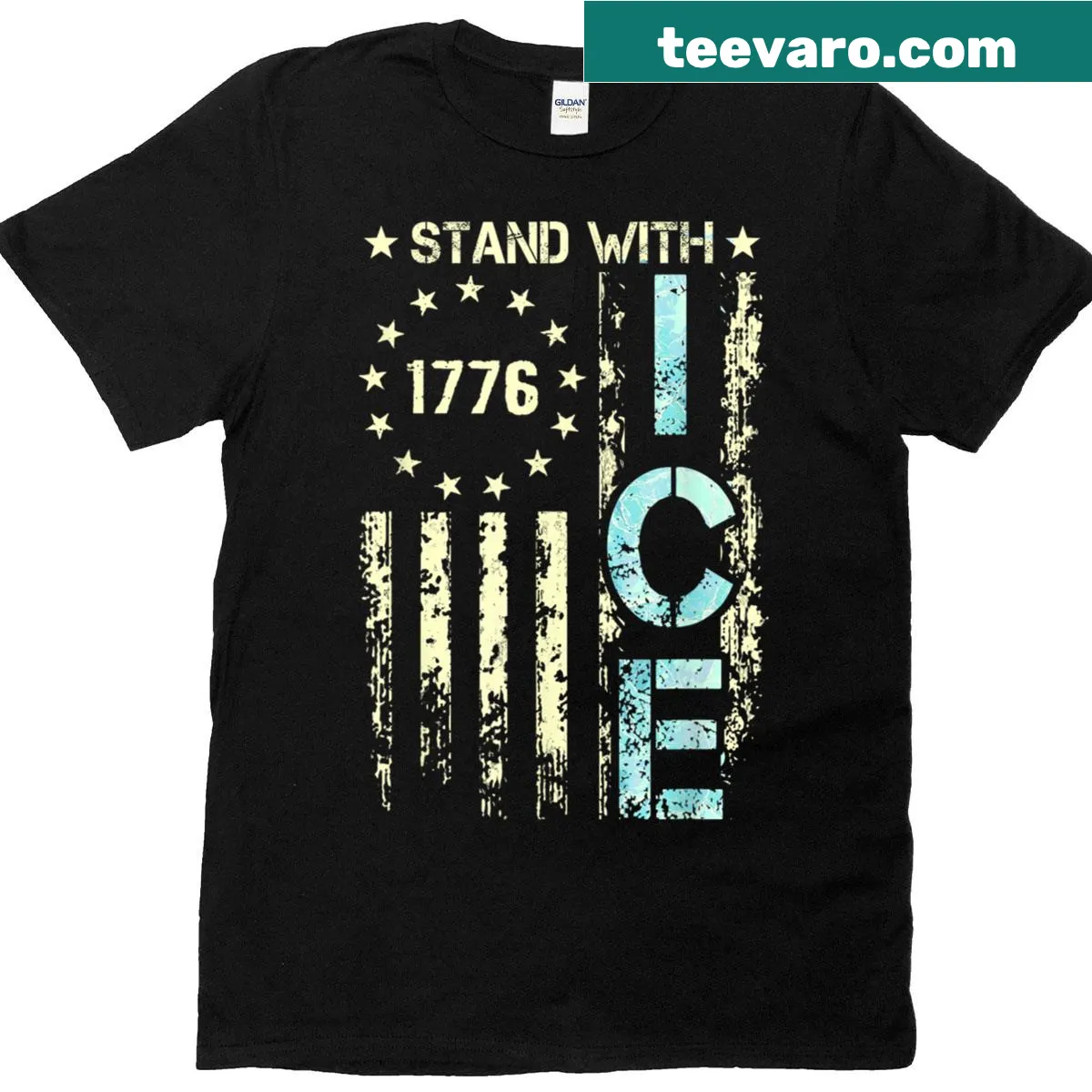 American flag design with Border Patrol Support text — on a men's t-shirt
