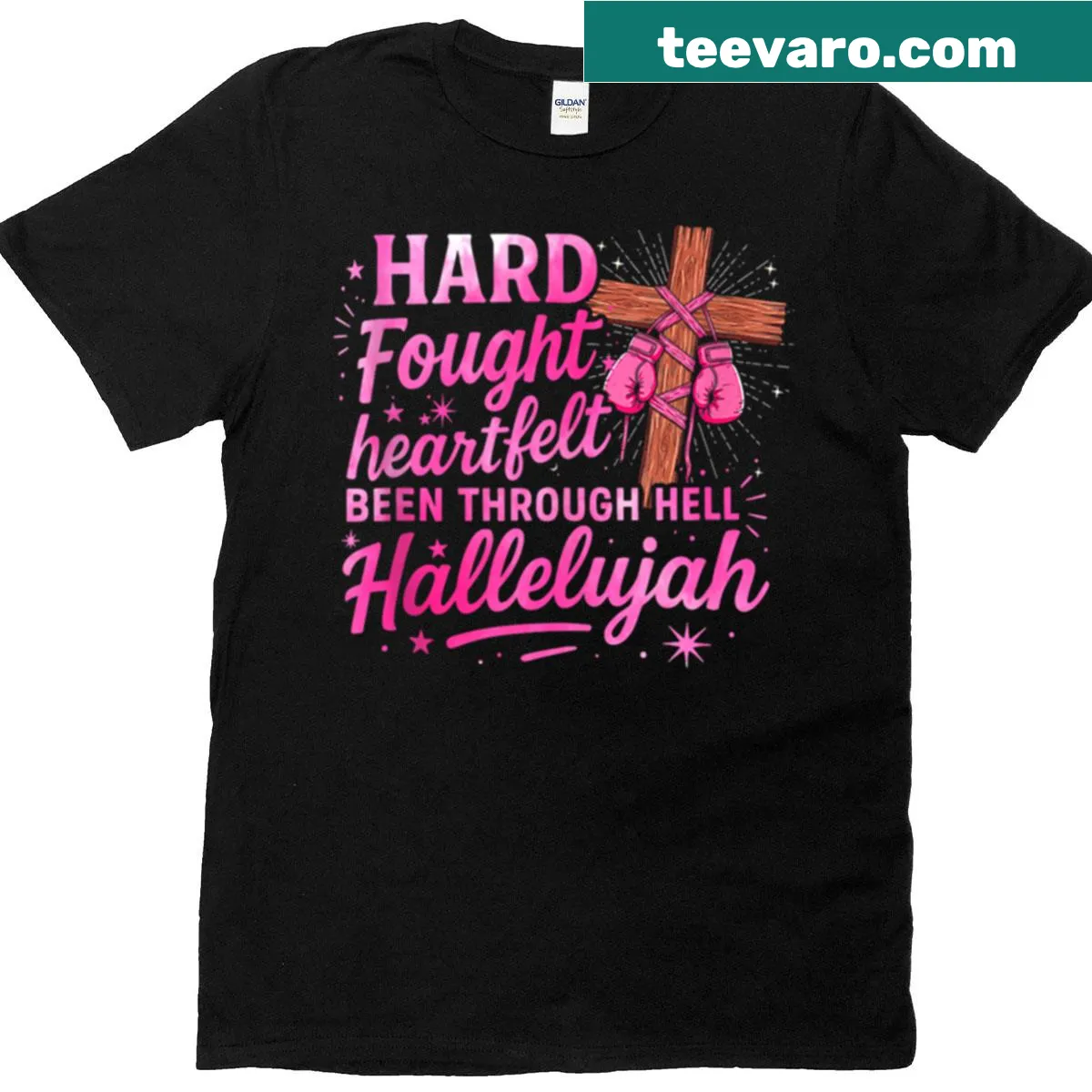 Inspirational t-shirt with 'Hallelujah Praise Jesus' typography design — on a men's t-shirt