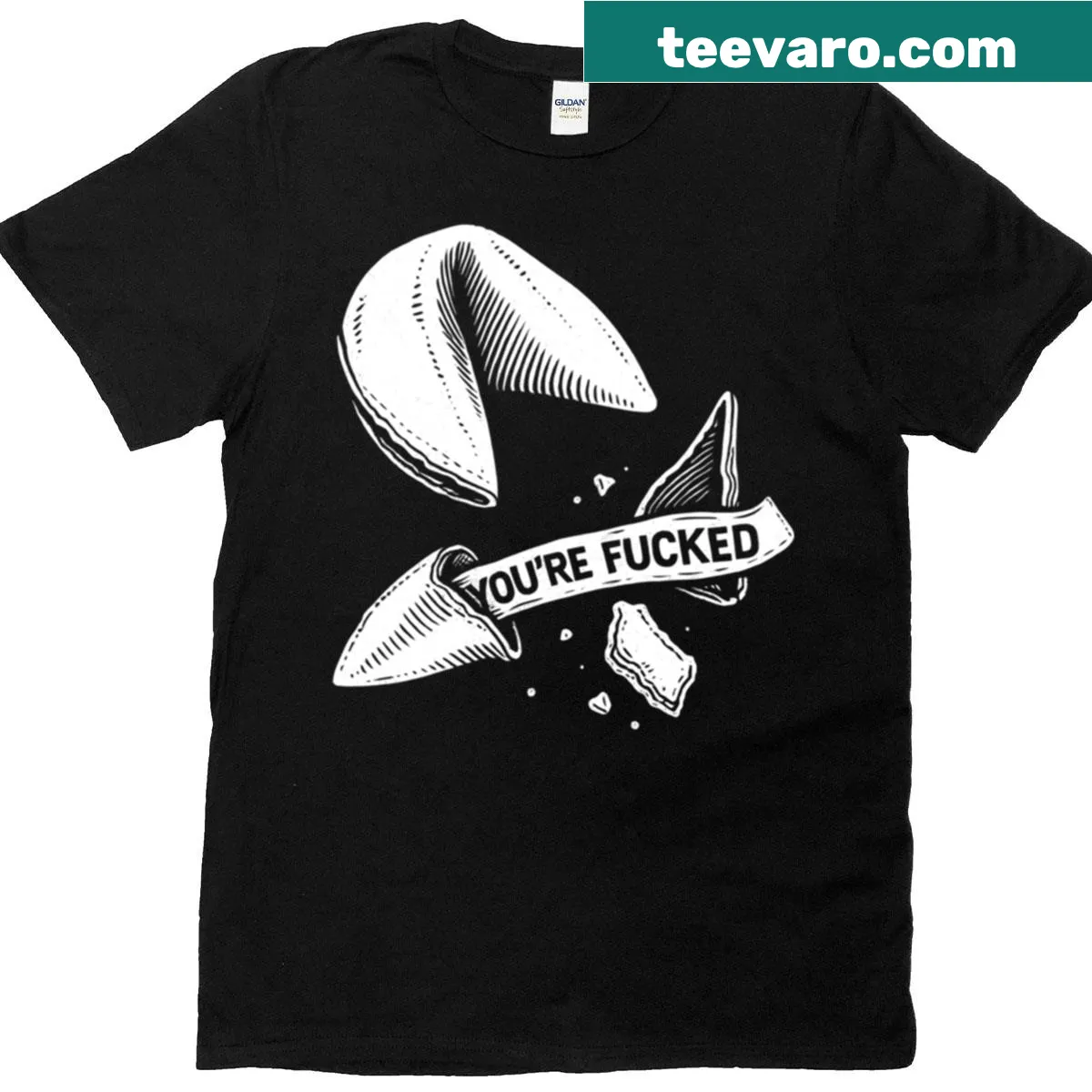Humorous t-shirt with the phrase You're Fed from a fortune cookie. — on a men's t-shirt