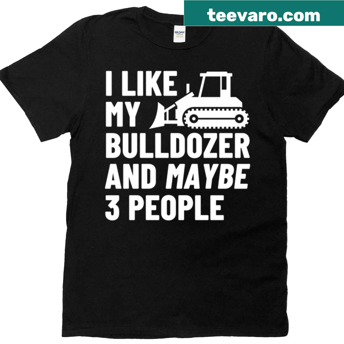 Bulldozer silhouette t-shirt in black and white oversized style. — on a men's t-shirt