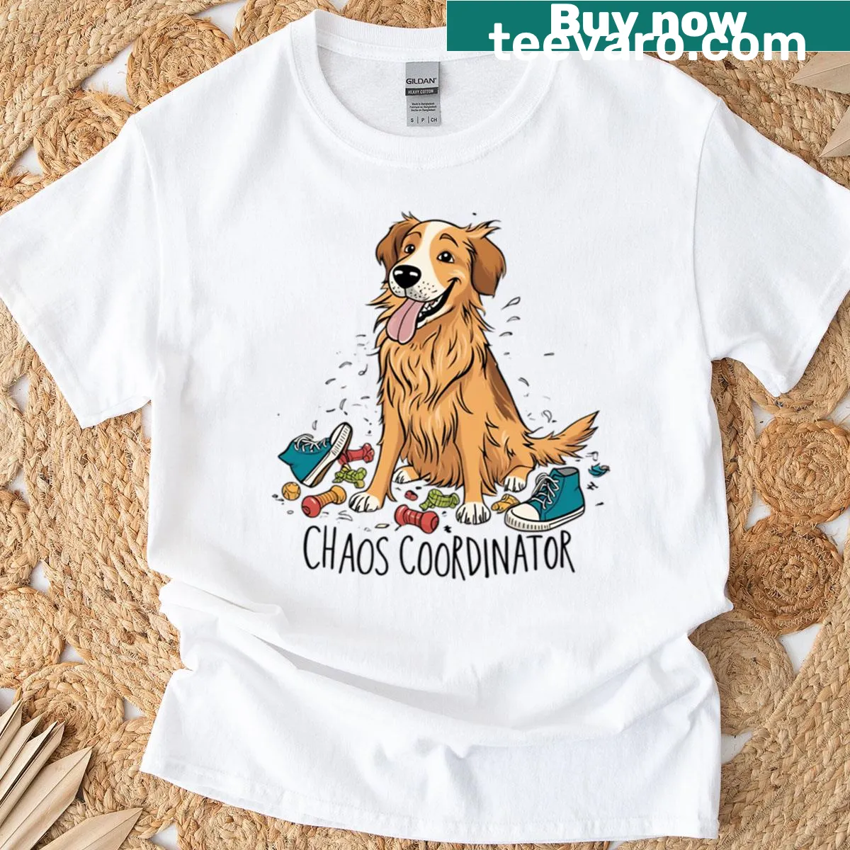 T-shirt with humorous 'Chaos Coordinator Dog Edition' graphic — on a men's t-shirt