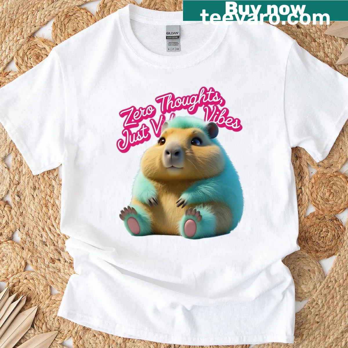 T-shirt with illustration of a chill capybara — on a men's t-shirt
