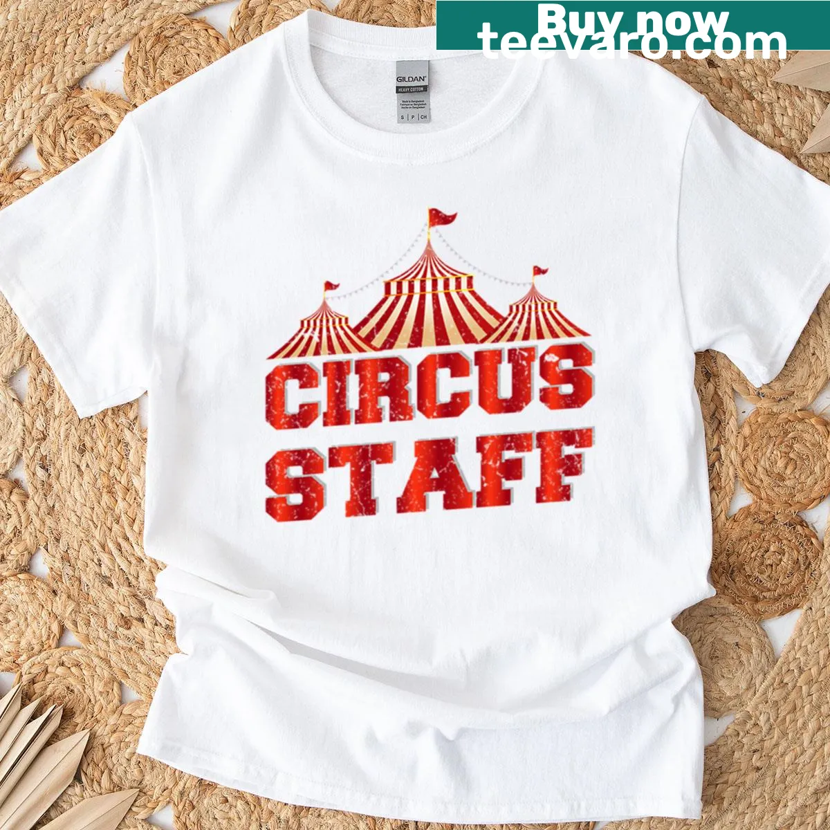 Oversized t-shirt with circus staff design — on a men's t-shirt