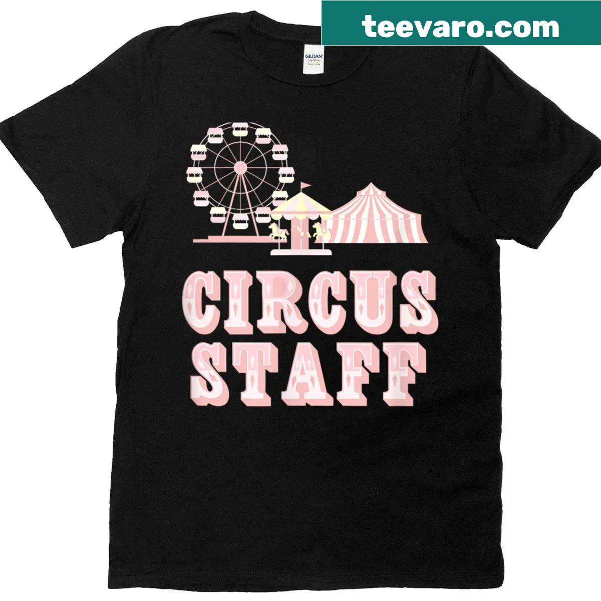 Whimsical circus-themed T-shirt for carnival staff and enthusiasts — on a men's t-shirt