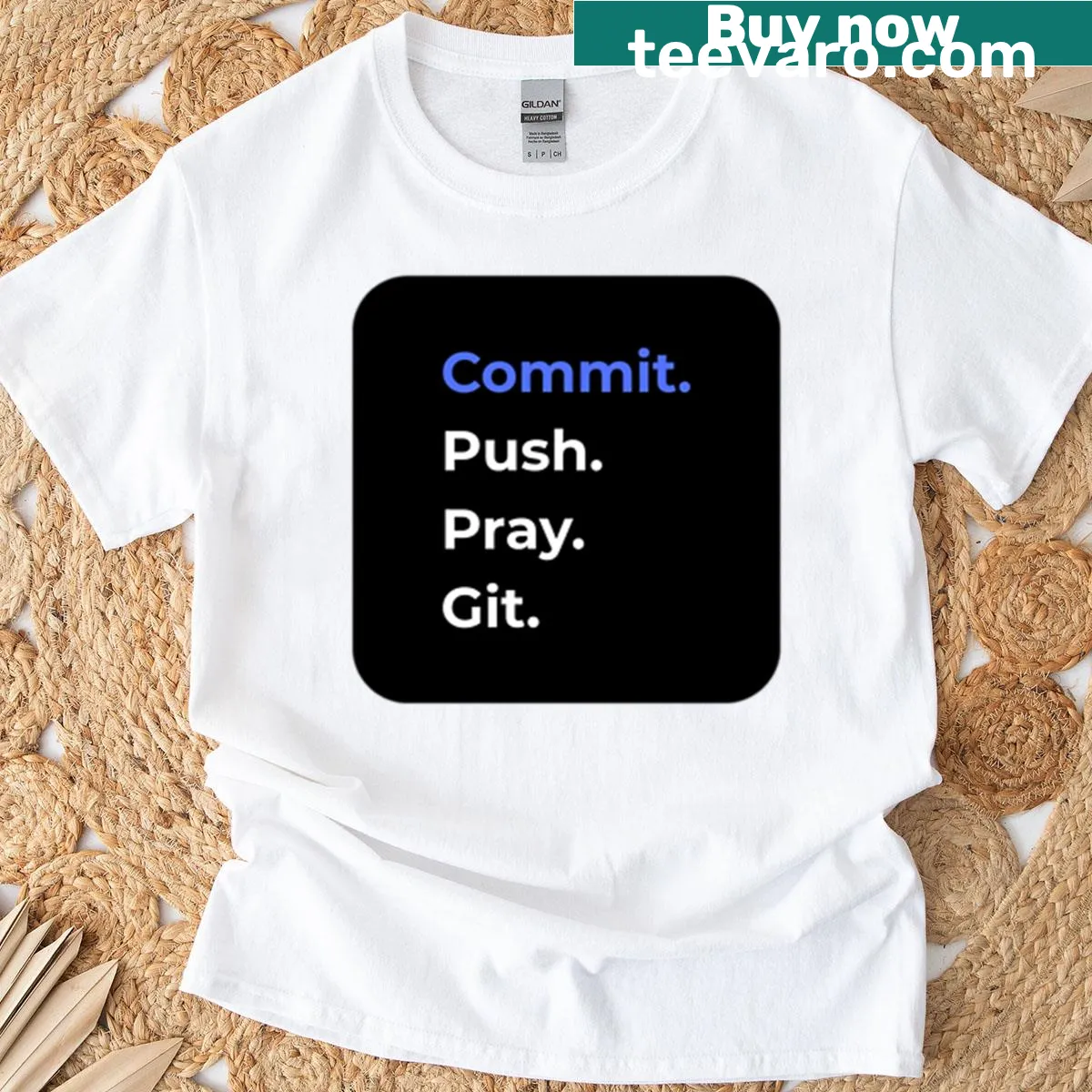 Funny programmer t-shirt with a clever Git version control graphic. — on a men's t-shirt