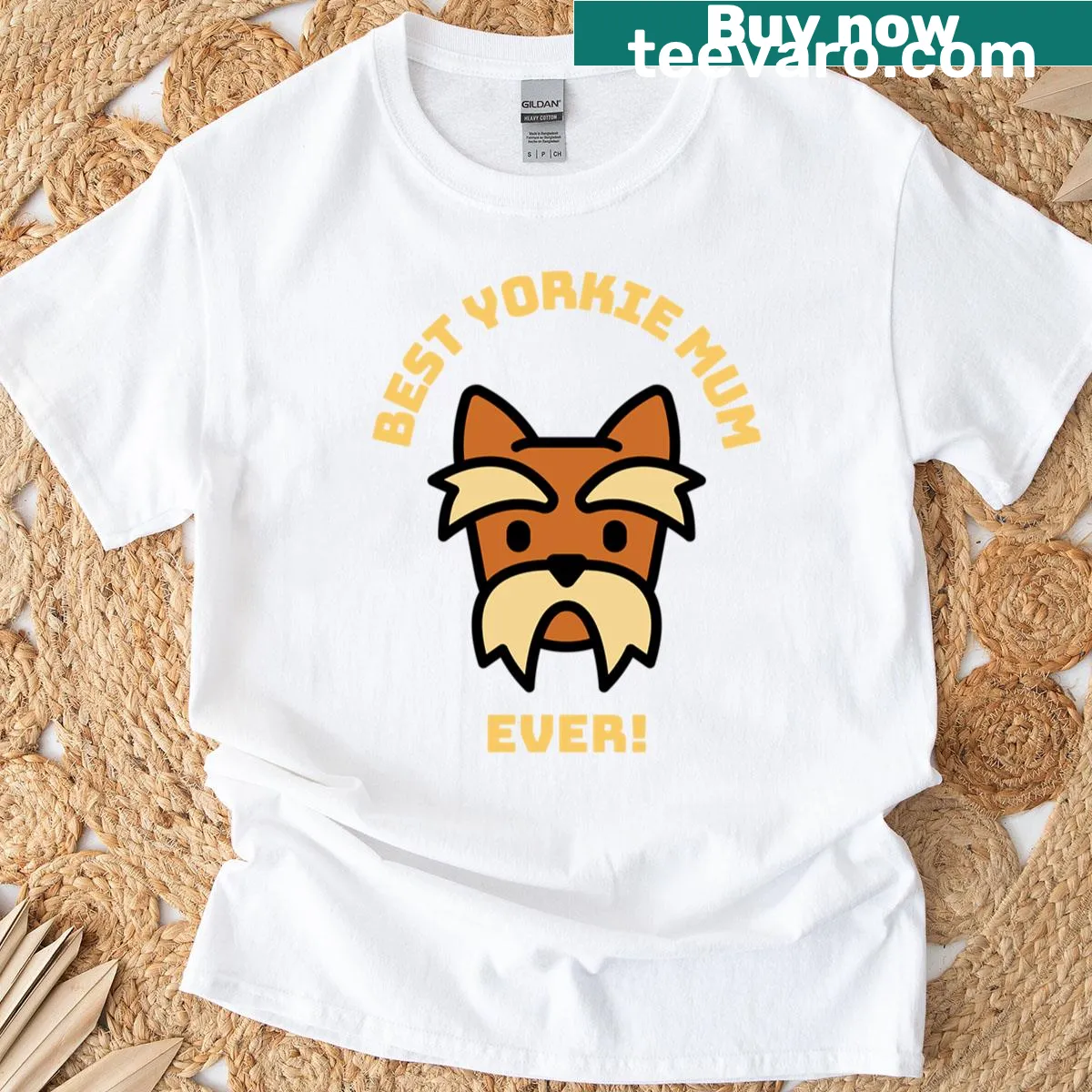 T-shirt proclaiming 'Best Yorkie Mum Ever' in affectionate typography. — on a men's t-shirt