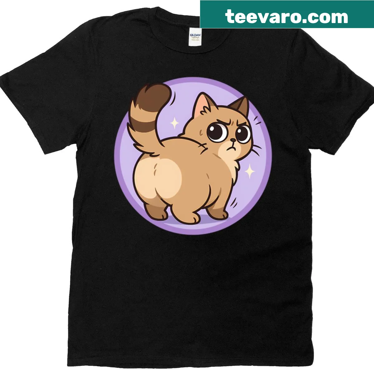Kawaii style T-shirt featuring a cute cat butt graphic — on a men's t-shirt
