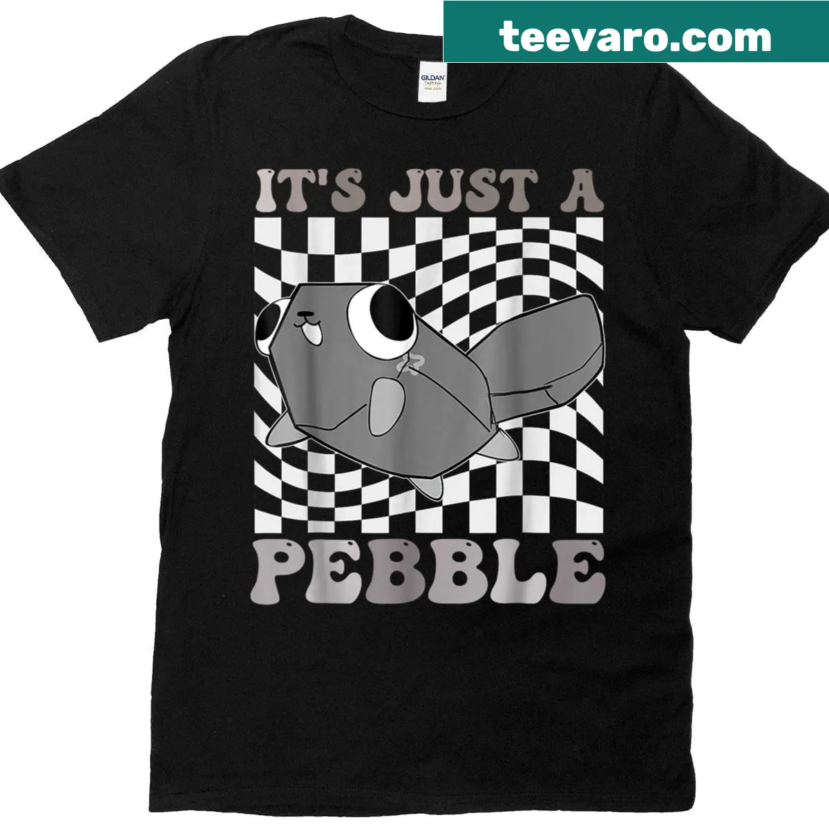 Funny cartoon birthday pebble graphic on T-shirt — on a men's t-shirt